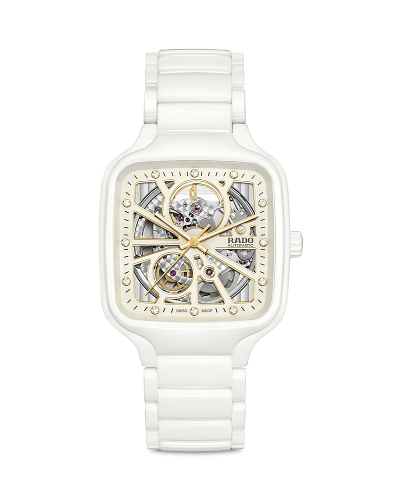 Rado True Square Watch, 38mm In Gold/white