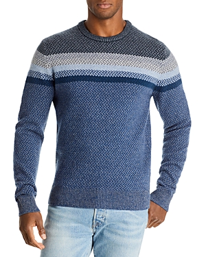 FAHERTY DONEGAL CHEST STRIPE CREWNECK SWEATER