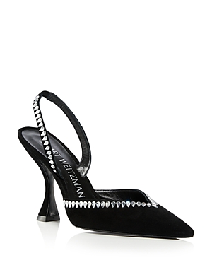 Stuart Weitzman Crystal-embellished Slingback 110mm Pumps In Black