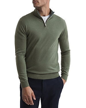 Reiss Blackhall Merino Funnel Neck Half Zip Pullover In Rosemary