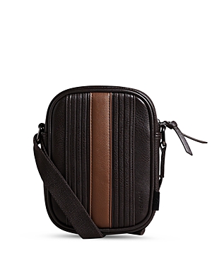 Ted Baker Faux Leather Striped Flight Bag In Brown Chocolate