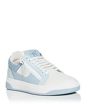 Giuseppe Zanotti Men's Leather Low-top Zip Sneakers In Idro