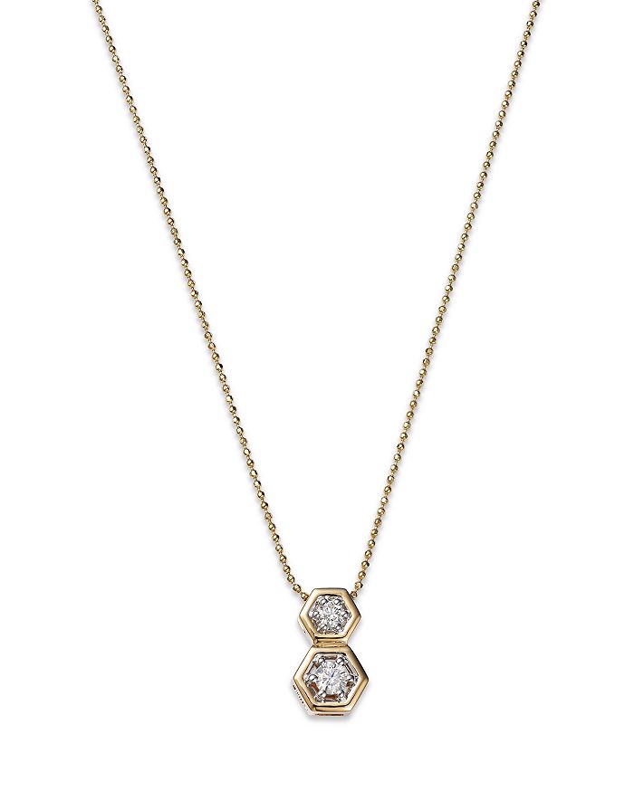 Bloomingdale's Diamond Double Hexagon Pendant Necklace in 14K Yellow ...