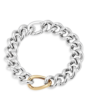 Alberto Amati 14k Yellow Gold & Sterling Silver Curb Link Chain Bracelet In Silver/gold