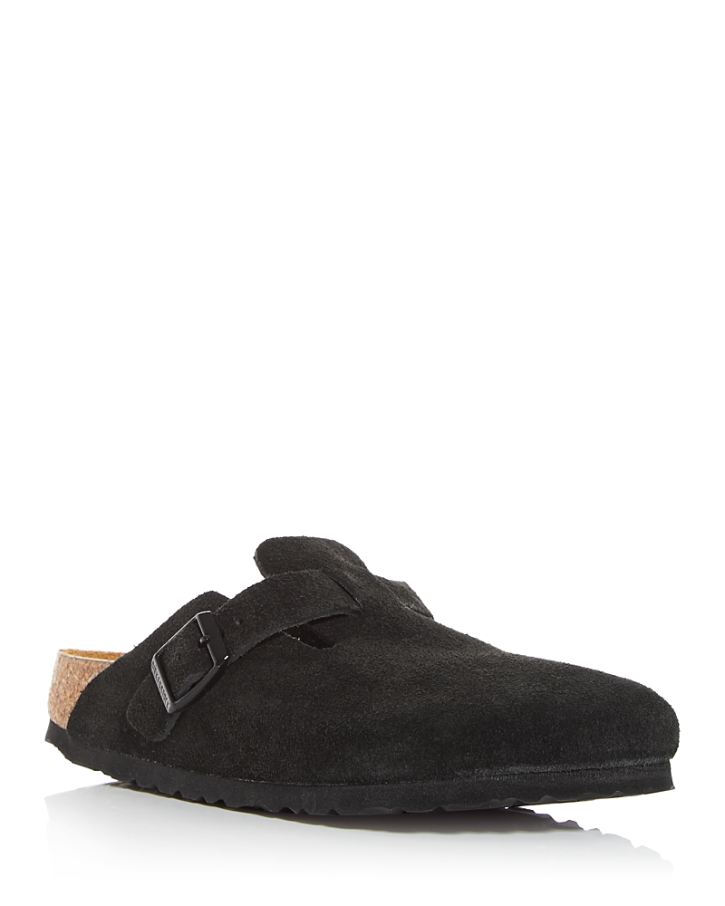 Birkenstock Boston Vl Shearling Suede Mules In Black
