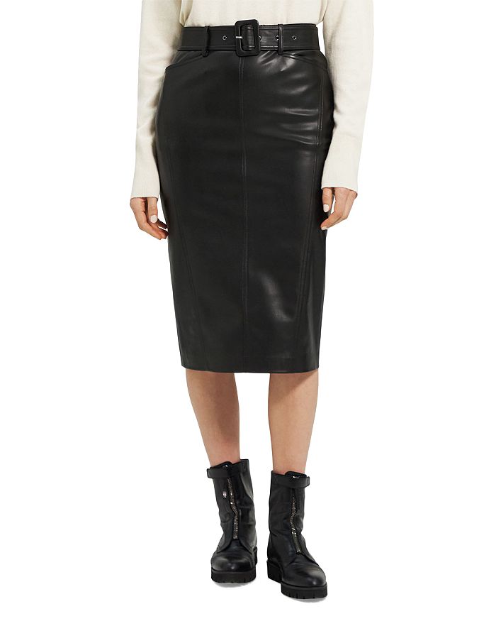 Belted Midi Skirt - Black