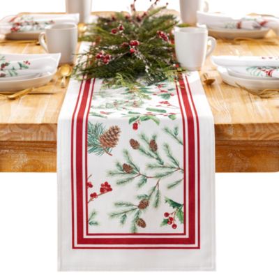 Winter Holiday Berry Fabric Tablecloth, 120&amp;quot; x 60&amp;quot;