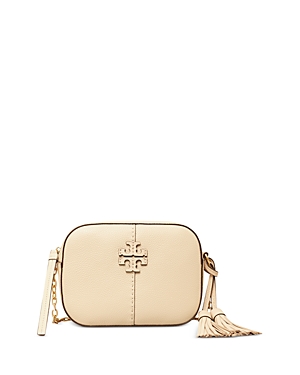 Tory Burch Mcgraw Pebbled-leather Camera Bag In Brie