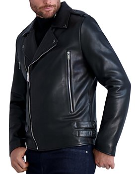 KARL LAGERFELD PARIS - Leather Asymmetric Full Zip Moto Jacket
