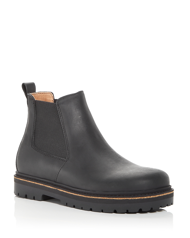 Birkenstock Highwood Slip On Womens Faux Leather Round Toe Ankle Boots In Black