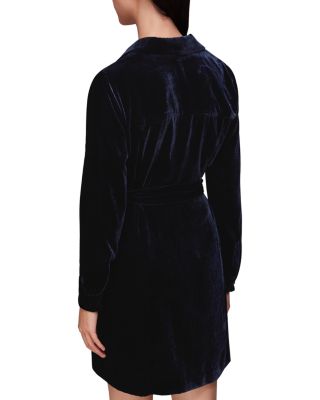 knee length dresses for ladies Roxanne Long Sleeve Velvet Wrap Mini Dress