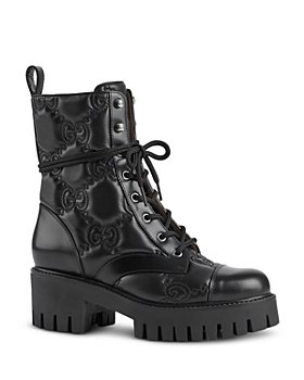 Gucci - Women's Quilted Leather Lug Combat Boots