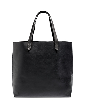 Madewell The Transport Large Leather Tote In True Black/gold
