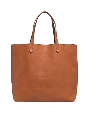 Shop Madewell The Transport Large Leather Tote In English Saddle/gold