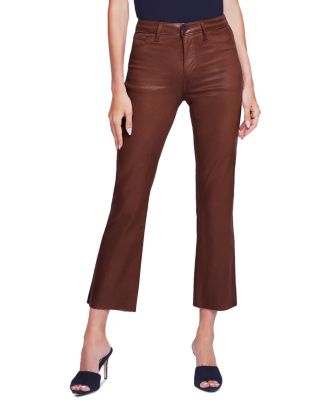 L'AGENCE Kendra High Rise Cropped Flared Jeans in Nuckbuck Coated ...