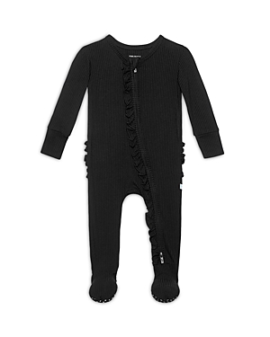 Posh Peanut Unisex Ruffled Zippered Footie - Baby In Black