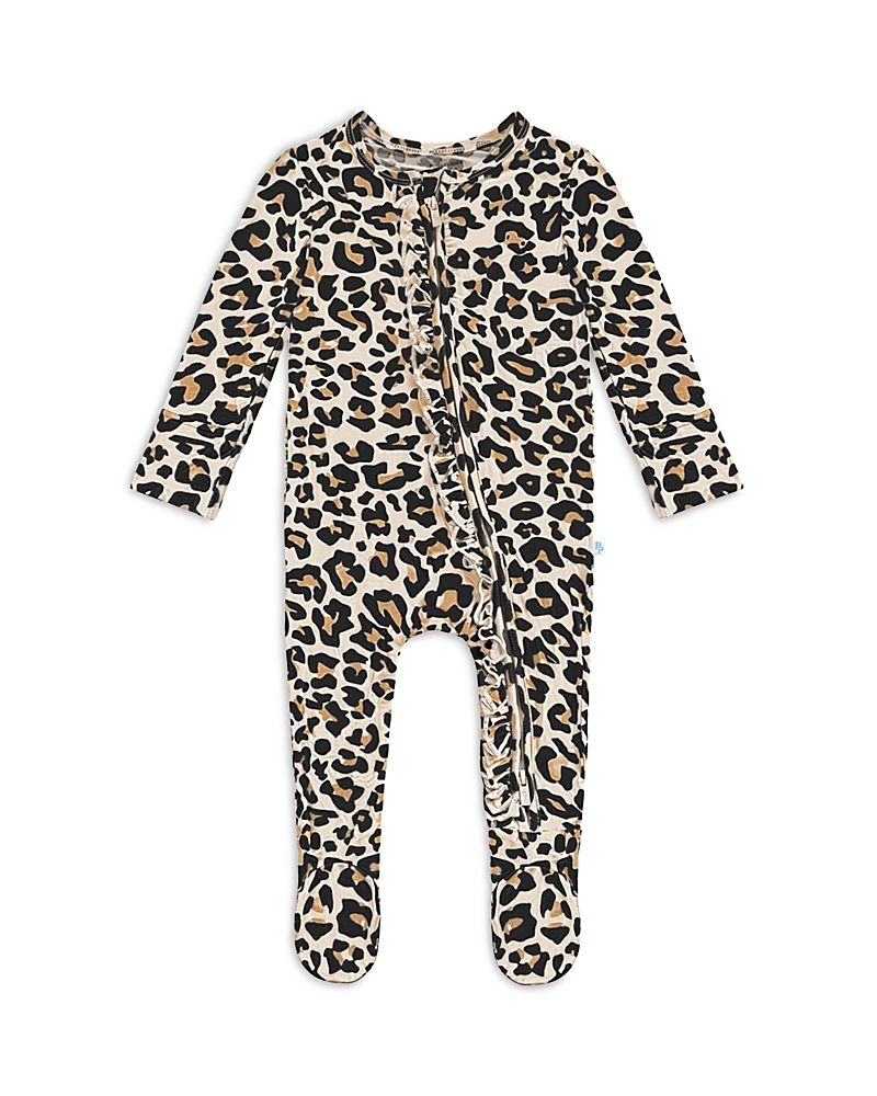 Posh Peanut Baby Girl's Lana Leopard-print Ruffled Footie In Lana Leopard