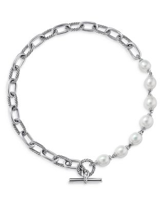 Sterling Silver DY Madison® South Sea & Cultured Freshwater Pearl Toggle Necklace, 18"