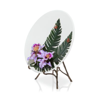 Orchid and Banana Leaf Platter with Stand