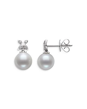 Bloomingdale's - Cultured Freshwater Pearl & Diamond Dangle Drop Earrings in 14K White Gold - 100% Exclusive