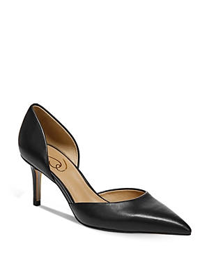 Sam Edelman Victoria Pointed Toe Pump Black Leather In Black Leather