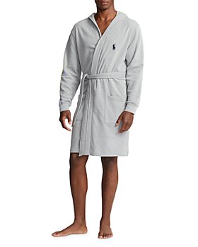 Polo Ralph Lauren - Cotton Blend Fleece Logo Print Hooded Robe