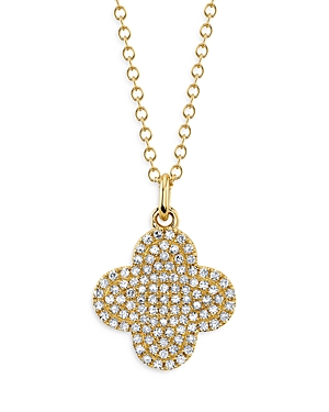 Moon & Meadow 14K Yellow Gold Diamond Pave Clover Pendant Necklace, 16-18 - 100% Exclusive
