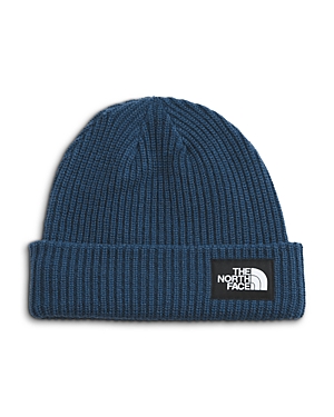 The North Face Salty Dog Logo-patch Woven-knit Beanie Hat In Shady Blue