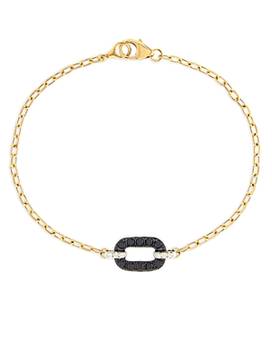 Bloomingdale's White & Black Diamond Paperclip Bracelet In 14k White & Yellow Gold, 0.30 Ct. T.w. - 100% Exclusive In Black/gold