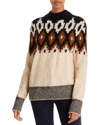 Monrow Mock Neck Fair Isle Sweater | Bloomingdale's