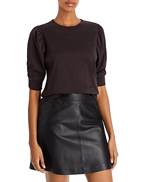 Frame Frankie Puff Sleeve Cotton Blouse In Americano