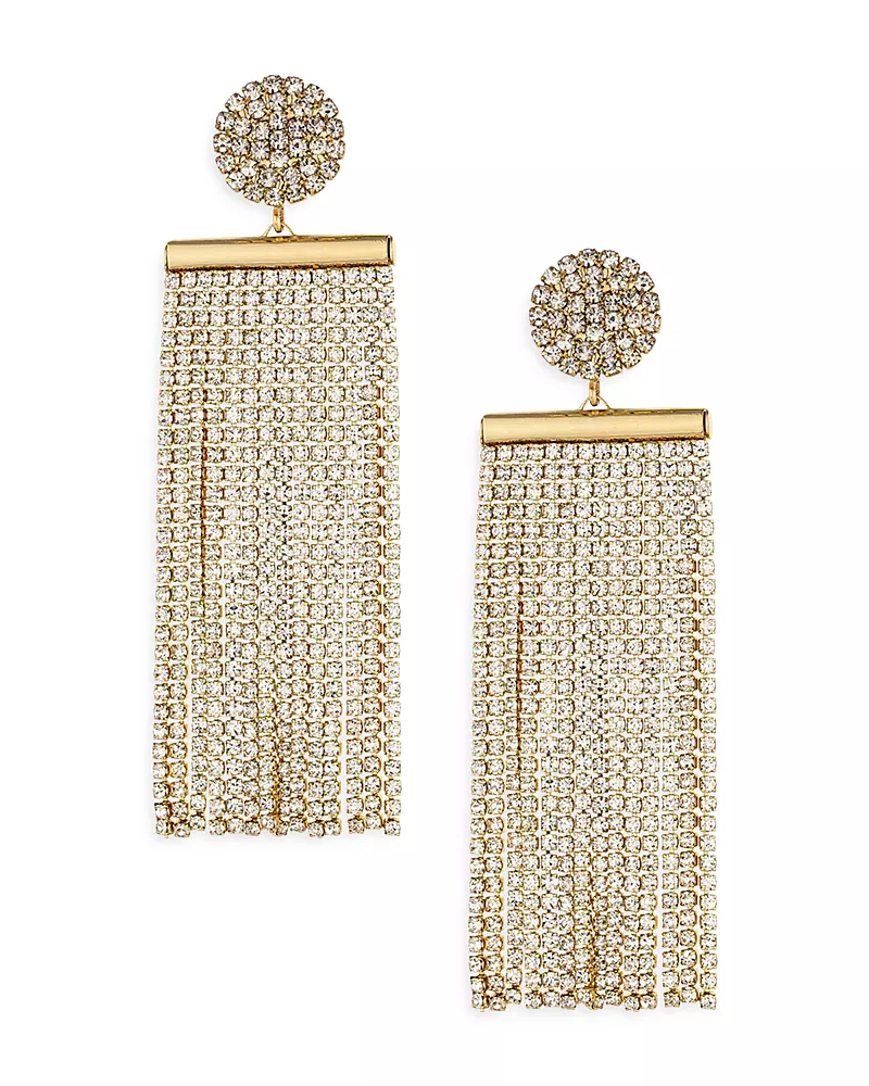Ettika All The Movement Fringe Drop Earrings in 18K Gold Plate