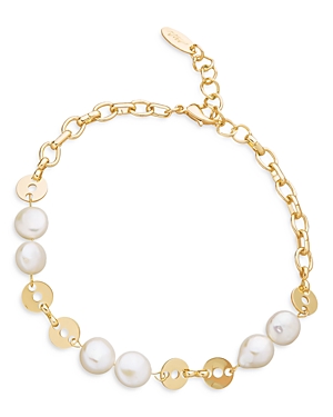 Shop Ettika Legacy Cultured Freshwater Pearl Ankle Bracelet In 18k Gold Plate In White/gold