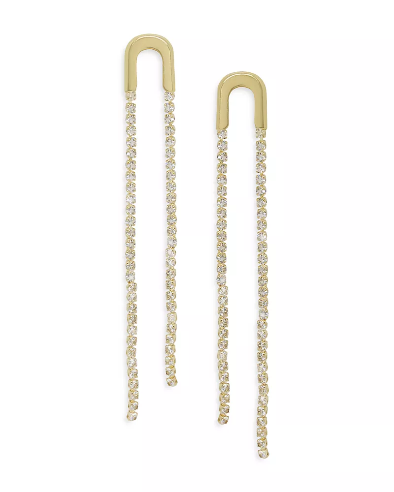Ettika Embellished Asymmetric Arch Drop Earrings in 18K Gold Plate