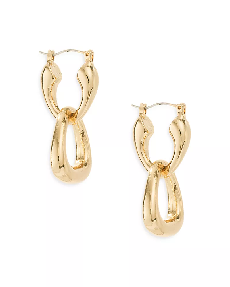 Ettika Double Dangle Hoop Earrings in 18K Gold Plate