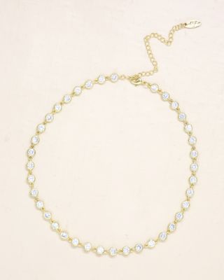 Bezel Choker Necklace in 18K Gold Plate, 12&amp;quot; 