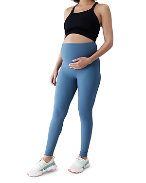 Ingrid & Isabel Ribbed Active Maternity Leggings In Dusty Blue