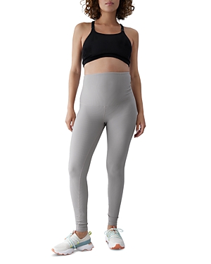 Ingrid & Isabel Ribbed Active Maternity Leggings In Putty