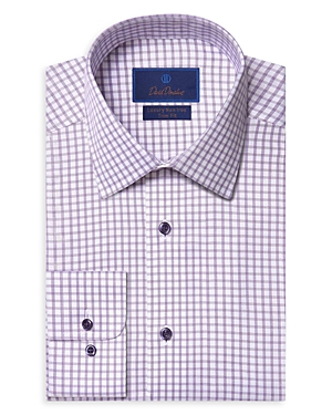 David Donahue Purple Check Wrinkle Resistant Dress Shirt
