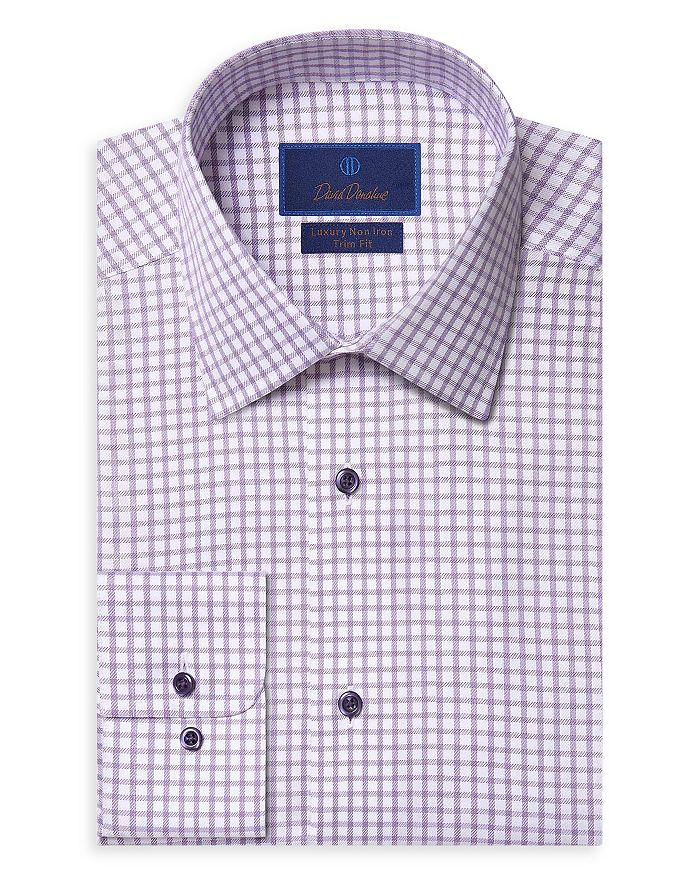 David Donahue Purple Check Wrinkle Resistant Dress Shirt | Bloomingdale's
