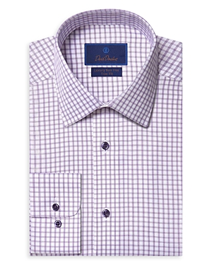 DAVID DONAHUE PURPLE CHECK WRINKLE RESISTANT DRESS SHIRT