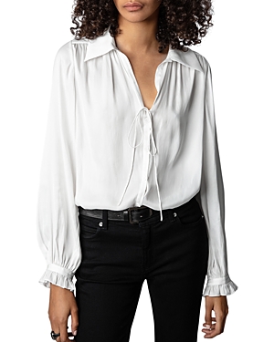Zadig & Voltaire Tilan Tie Neck Blouse In Judo