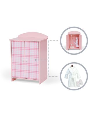 Kids Aurora Princess 18" Doll Pink Plaid Closet with Bathrobe & Slipper Pink/White - Ages 3-7