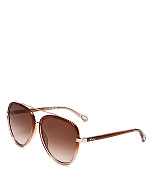 Chloe Aviator Sunglasses, 58mm
