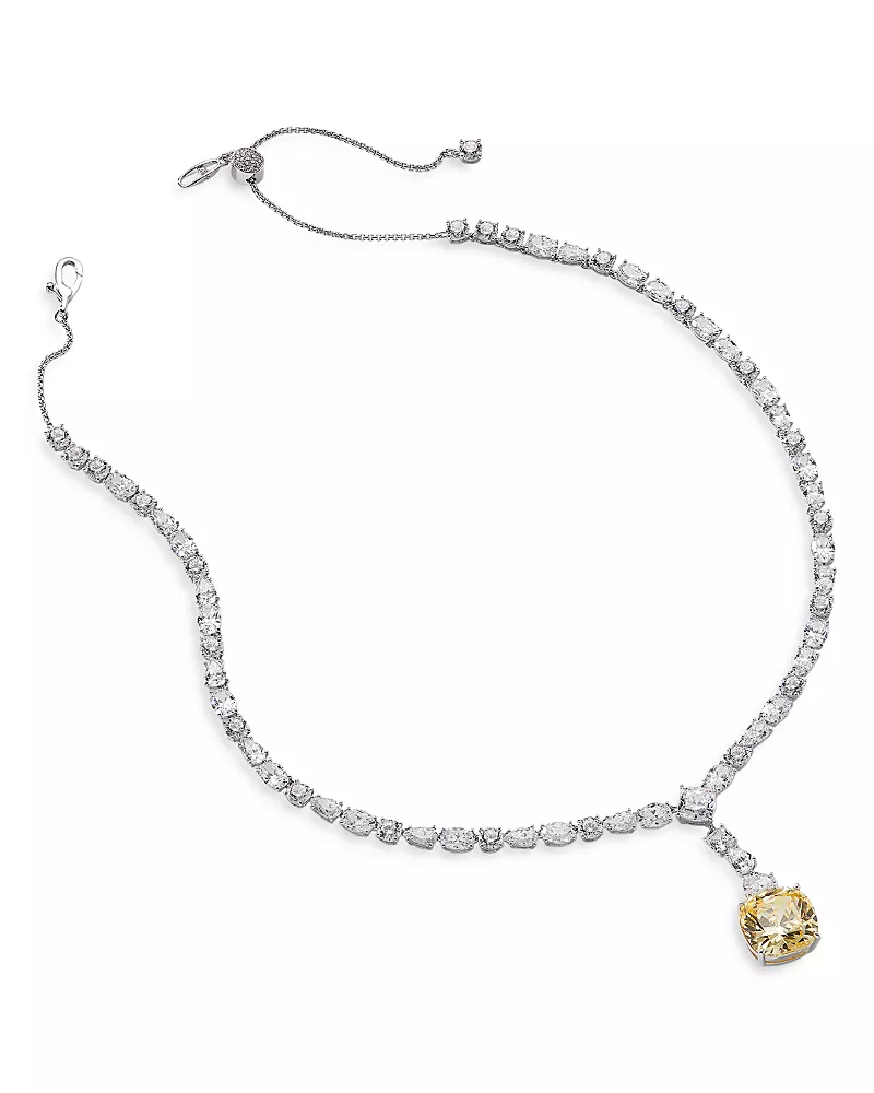 Nadri Soleil Cubic Zirconia Adjustable Y Necklace in Rhodium Plated, 15