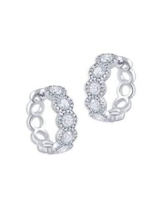 Bloomingdale's Fine Collection Diamond Halo Hoop Earrings in 14K White Gold, 3.0 ct. t. w. - Exclusive