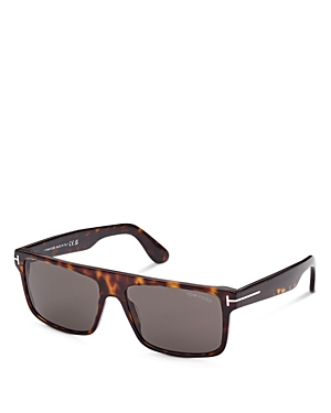 Shop Tom Ford Philippe Polarized Rectangular Sunglasses, 58mm In Havana/gray Solid