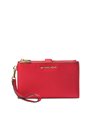 Michael Michael Kors Adele Pebbled-leatherwallet In Crimson/gold