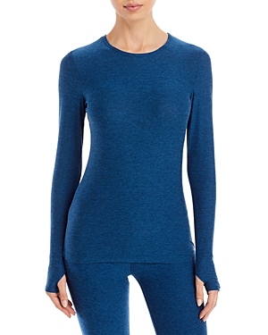 Beyond Yoga Featherweight Classic Crew Pullover Long Sleeve Top In Celestial Blue Heather