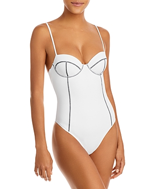 Shop Onia Valerie Seamed One Piece Swimsuit In White